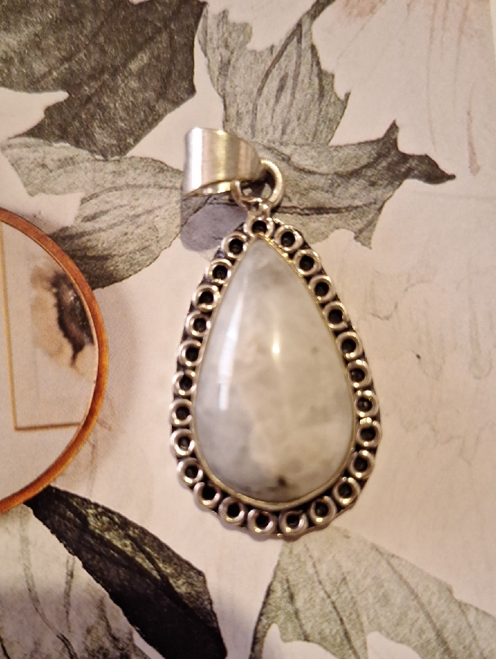 Sterling-Style White Teardrop Pendant Necklace